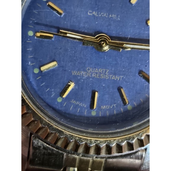 Beauriful Calvin Hill Ladies Two Tone Blue Dial Quartz Watch New Battery Runs - Picture 2 of 12